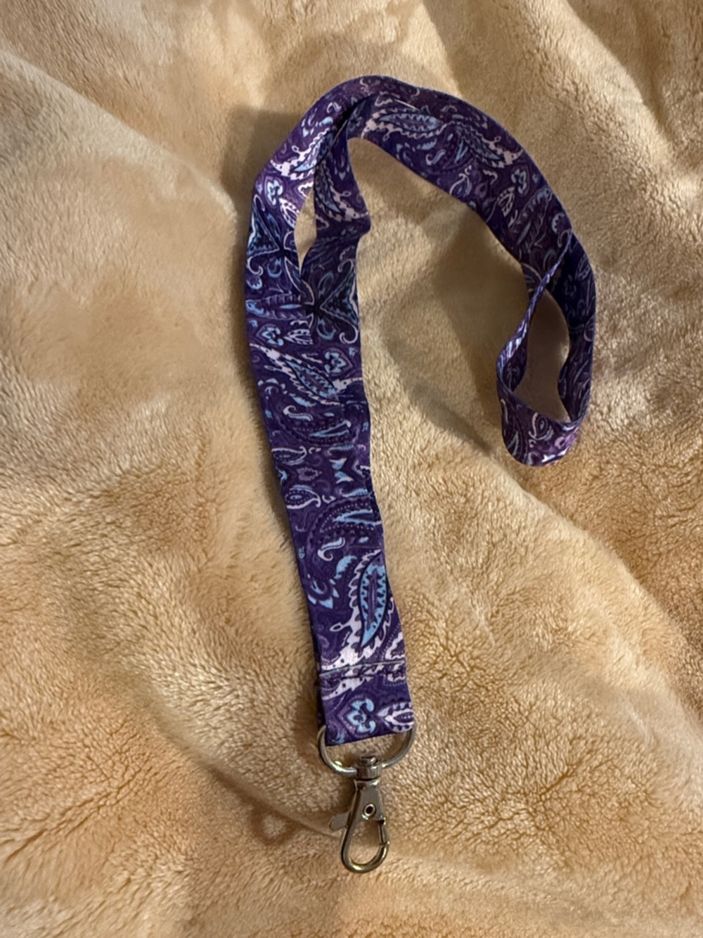 Purple Paisley Lanyard with Metal Clip